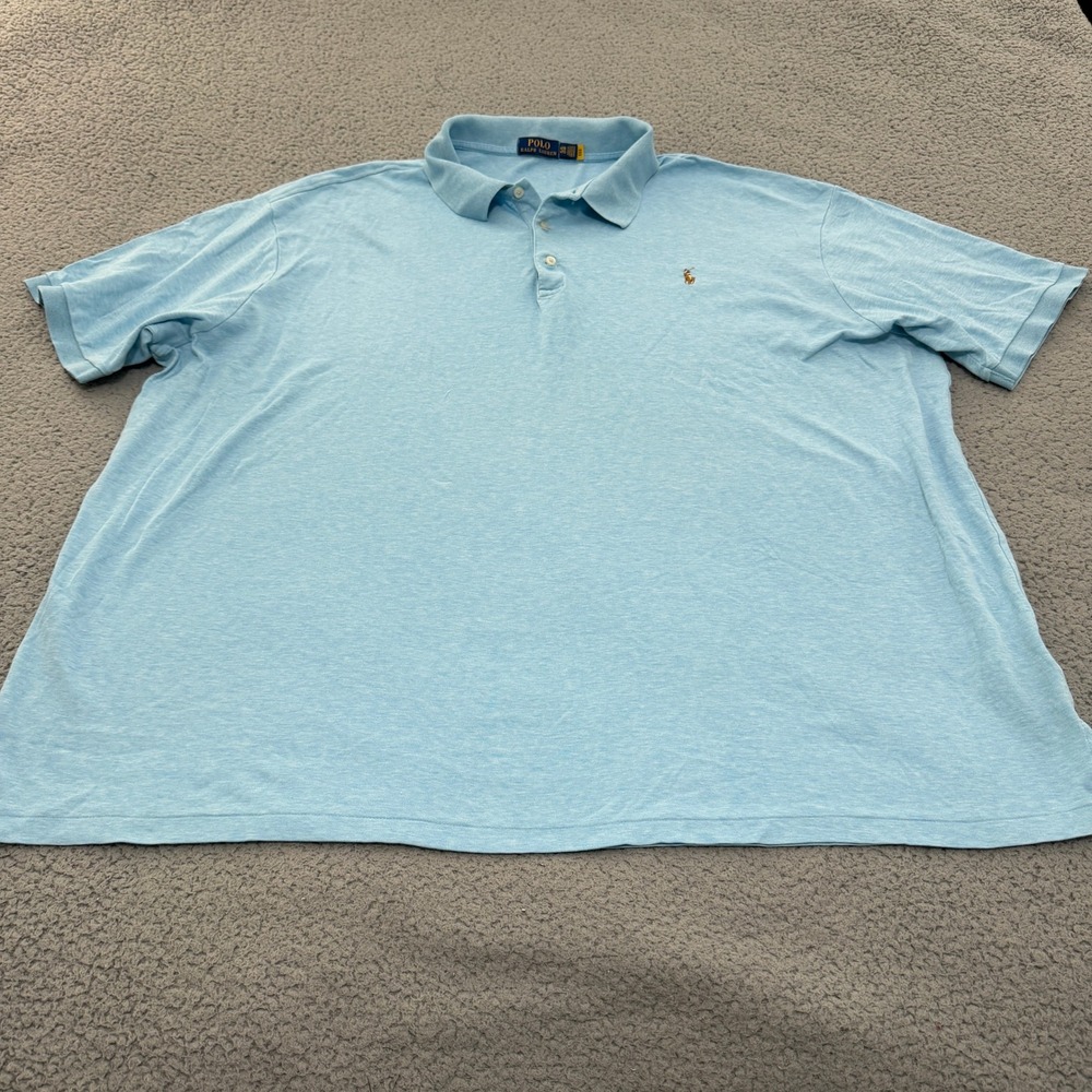 Polo Ralph Lauren Shirt Mens 4XB Light Blue Flesh Pony Short Sleeve Cotton